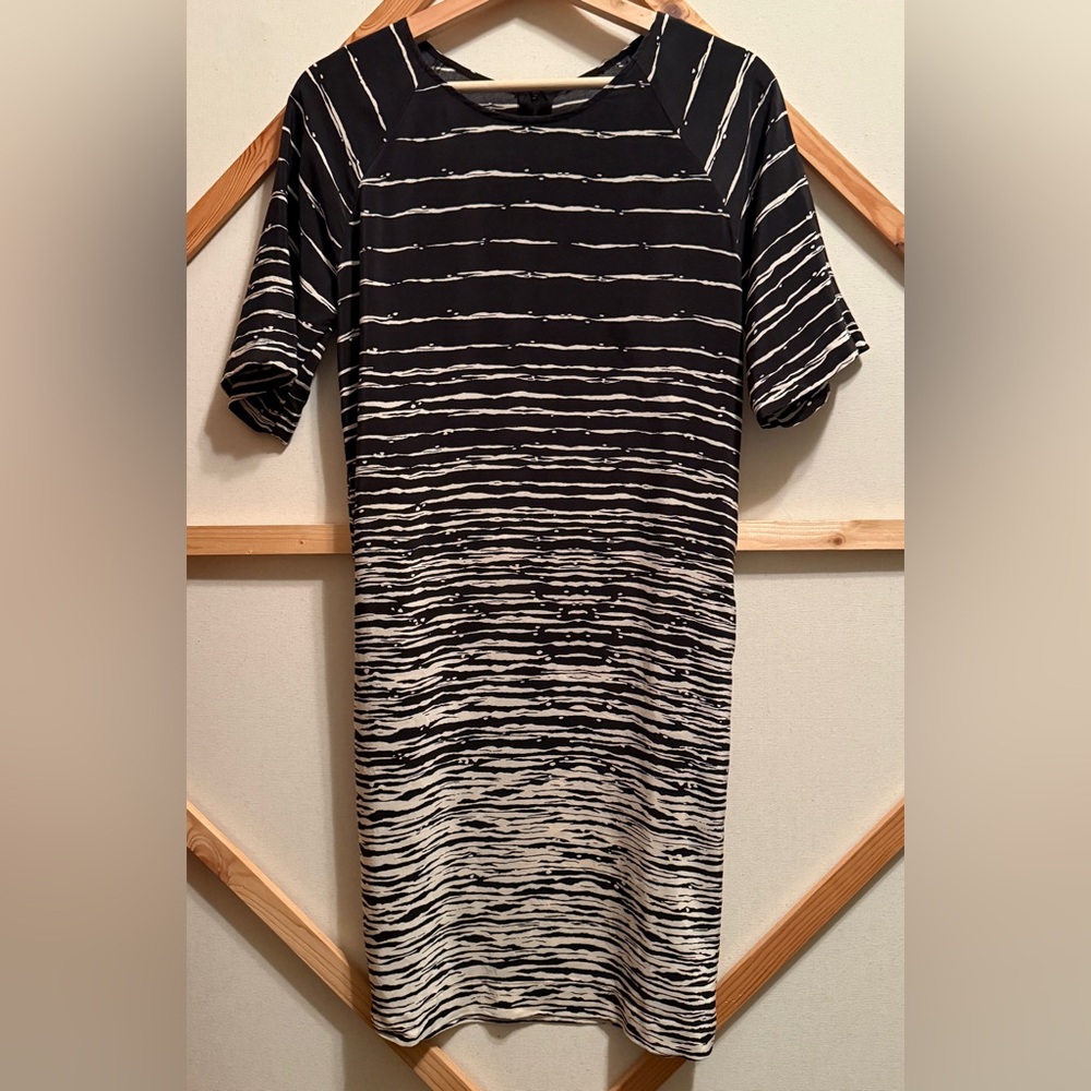 Vince Printed Raglan Sleeve Silk Shift Dress Sz S